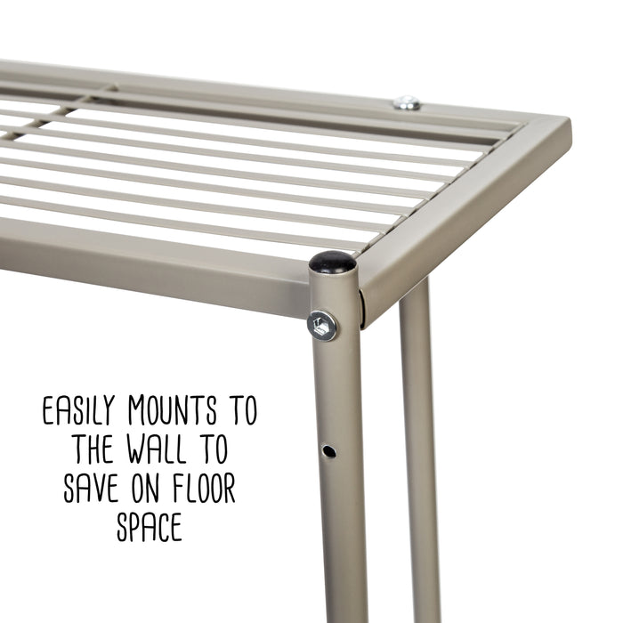 Honey Can Do Satin Nickel Bath Wall-Mounted Towel Holder With Shelf