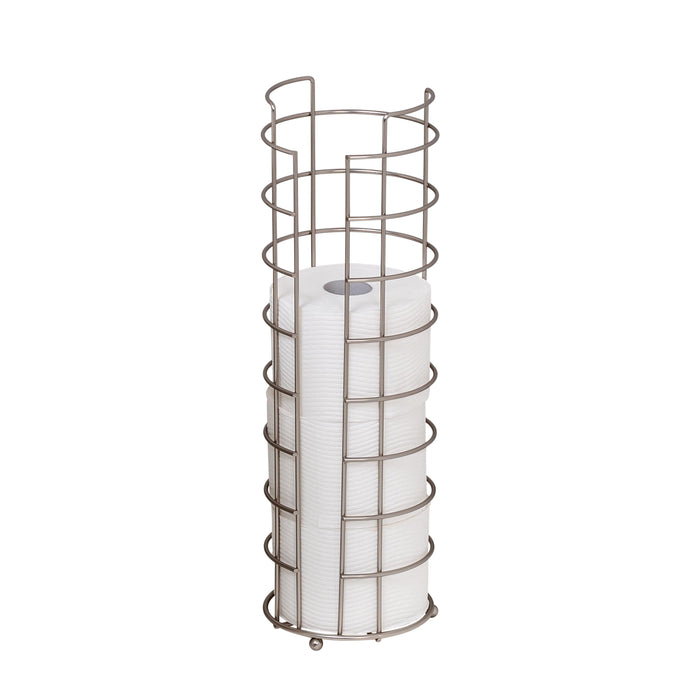 Honey Can Do Satin Nickel Cage Wire Freestanding 4 Roll Toilet Paper Holder