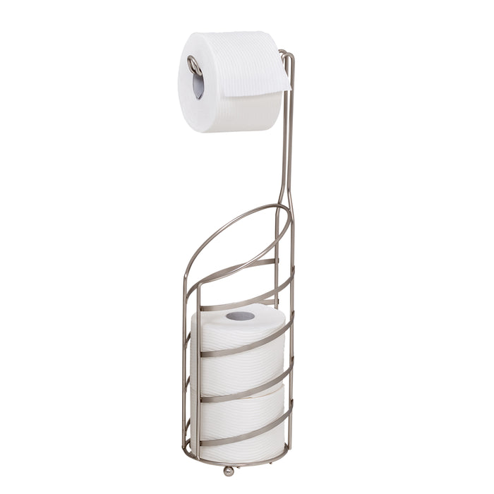 honey can do Satin Nickel Curved Wire Freestanding Toilet Paper Holder and Dispenser