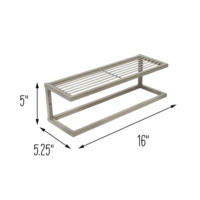 Honey Can Do Satin Nickel Slatted Bath Shelf With Towel Bar
