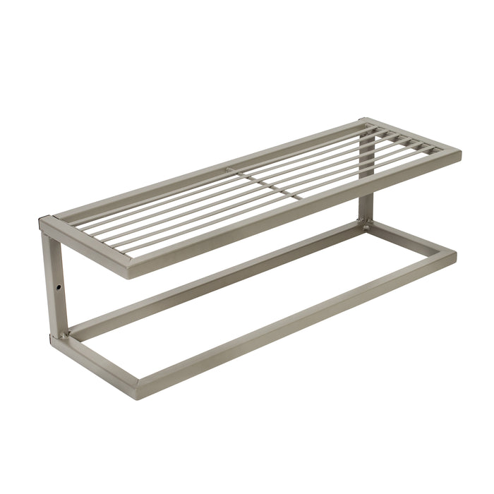honey can do Satin Nickel Slatted Bath Shelf with Towel Bar