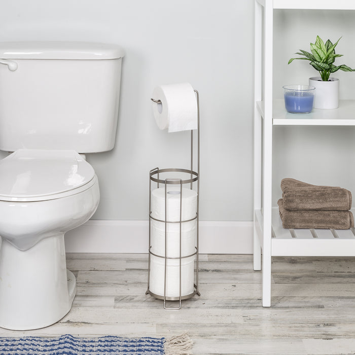 Honey Can Do Satin Nickel Wire Freestanding Toilet Paper Holder And Dispenser