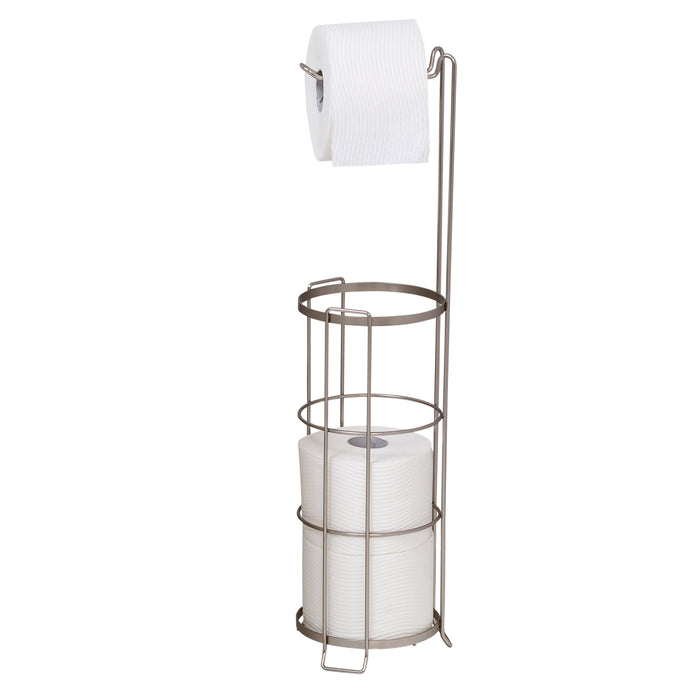 honey can do Satin Nickel Wire Freestanding Toilet Paper Holder and Dispenser