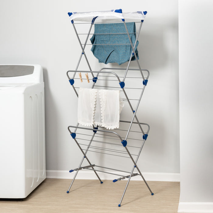 Honey Can Do Silver 3-Tier Mesh Top Folding Drying Rack