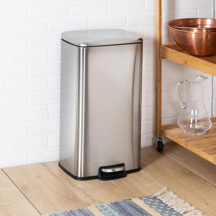 Honey Can Do Silver 30L And 5L Stainless Steel Step Trash Cans (Set Of 2)