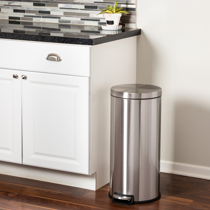 Honey Can Do Silver 30L Round Stainless Steel Step Trash Can