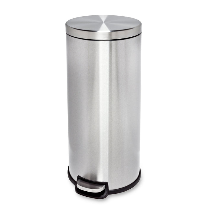 honey can do Silver 30L Round Stainless Steel Step Trash Can