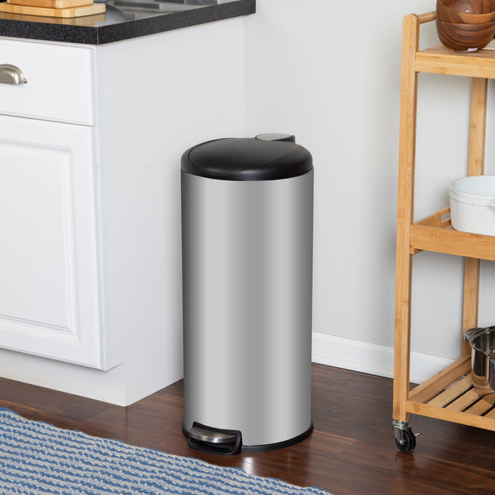Honey Can Do Silver 30L Stainless Steel Round Soft-Close Step Trash Can