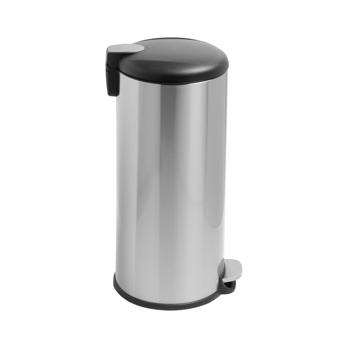 honey can do Silver 30L Stainless Steel Round Soft-Close Step Trash Can