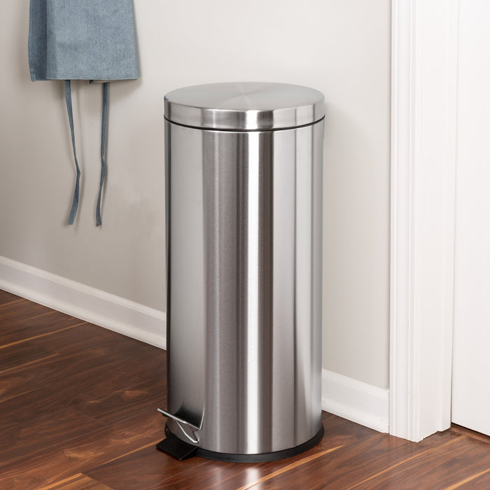 Honey Can Do Silver 30L Stainless Steel Round Step Trash Can