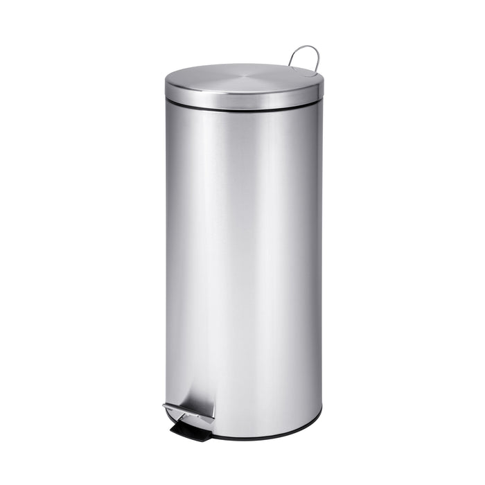 honey can do Silver 30L Stainless Steel Round Step Trash Can