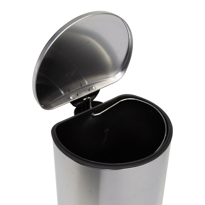 Honey Can Do Silver 30L Stainless Steel Semi-Round Step Trash Can With Lid