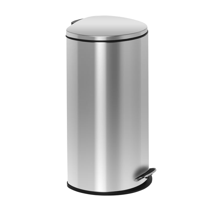 honey can do Silver 30L Stainless Steel Semi-Round Step Trash Can with Lid