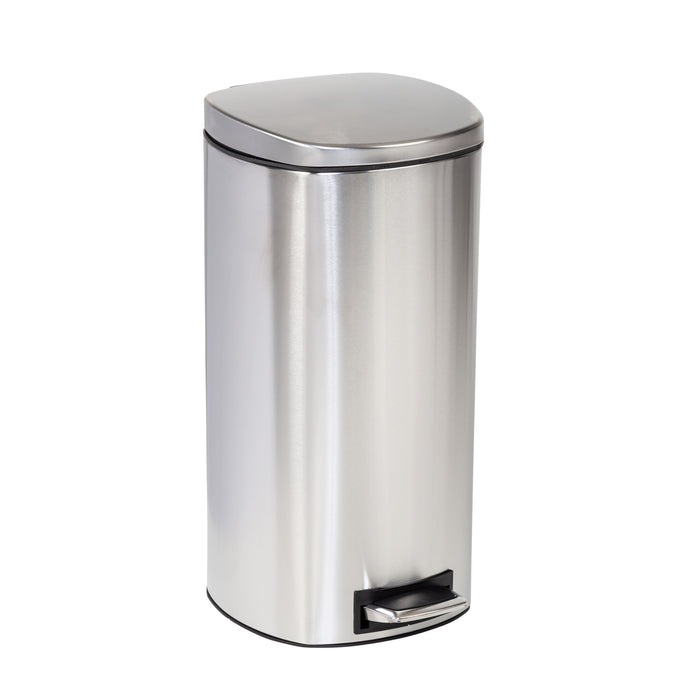 Honey Can Do Silver 30L Stainless Steel Soft-Close Step Trash Can With Lid