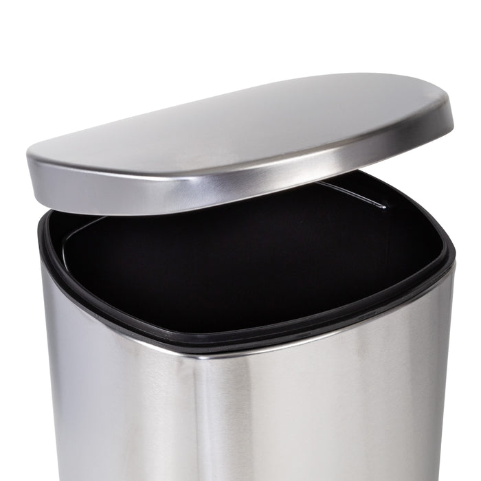 Honey Can Do Silver 30L Stainless Steel Soft-Close Step Trash Can With Lid