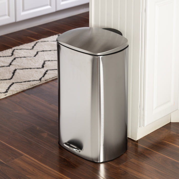 Honey Can Do Silver 40L Stainless Steel Rectangular Step Trash Can With Lid