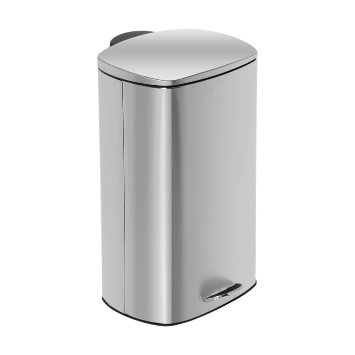 Honey Can Do Silver 40L Stainless Steel Rectangular Step Trash Can With Lid