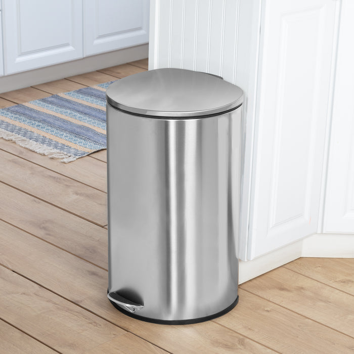 Honey Can Do Silver 40L Stainless Steel Semi-Round Step Trash Can With Lid