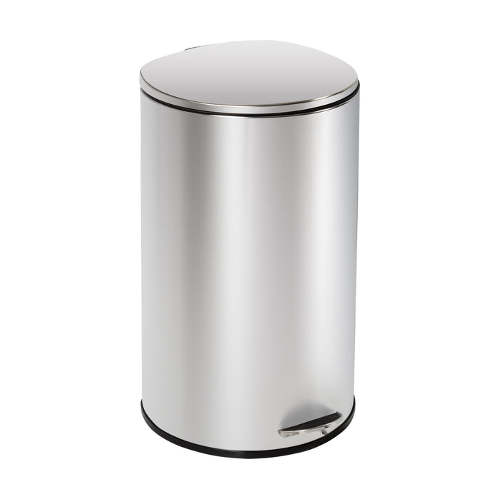 honey can do Silver 40L Stainless Steel Semi-Round Step Trash Can with Lid