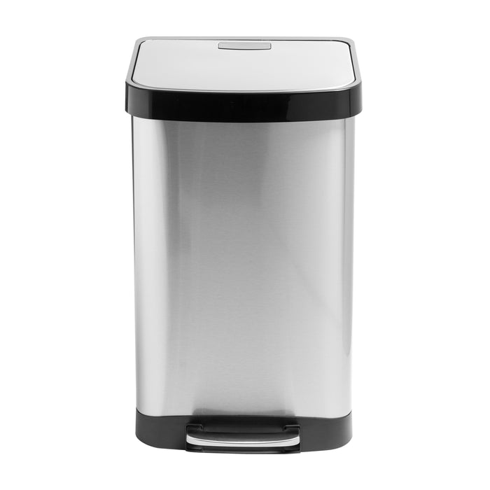 honey can do Silver 50L Stainless Steel Large Soft-Close Step Trash Can