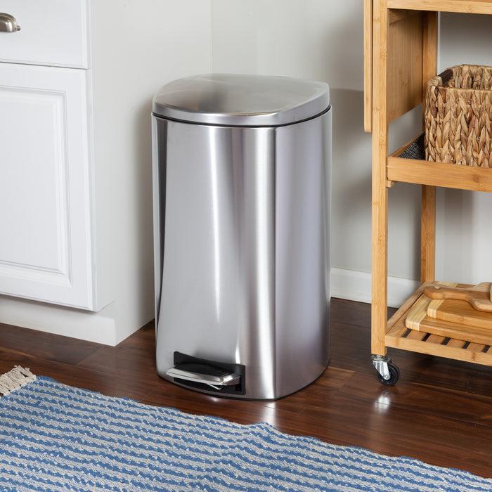 Honey Can Do Silver 50L Stainless Steel Soft-Close Step Trash Can With Lid