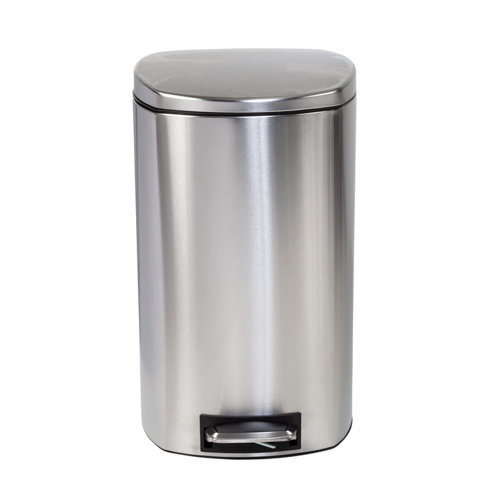 Honey Can Do Silver 50L Stainless Steel Soft-Close Step Trash Can With Lid