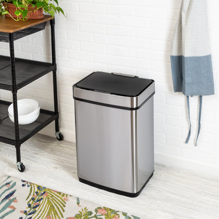 Honey Can Do Silver 50L Stainless Steel Trash Can With Motion Sensor And Soft Close