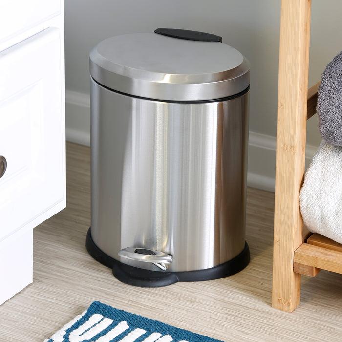 Honey Can Do Silver 5L Stainless Steel Oval Step Trash Can