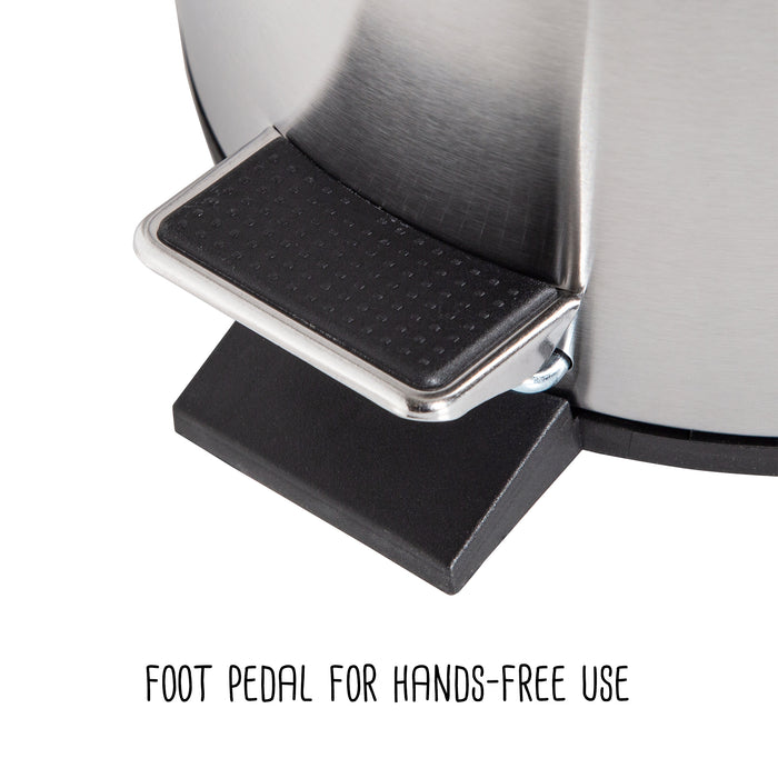 Honey Can Do Silver 5L Stainless Steel Round Step Trash Can