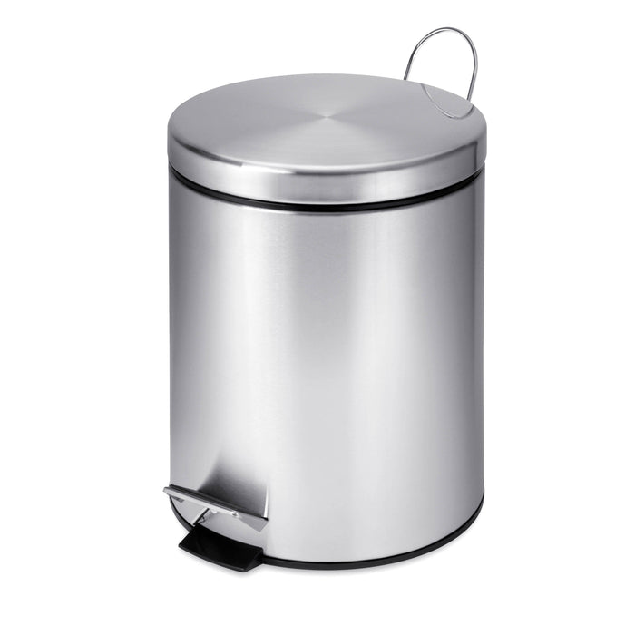 honey can do Silver 5L Stainless Steel Round Step Trash Can