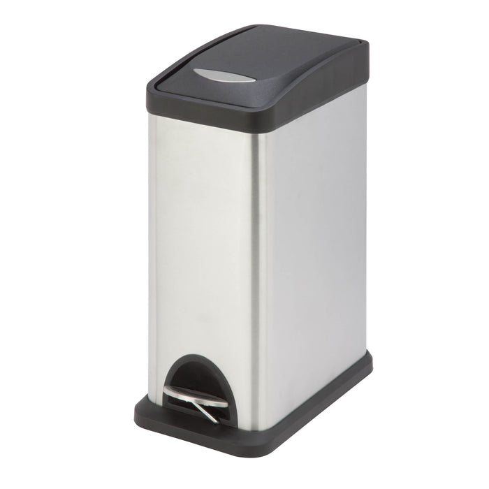 honey can do Silver/Black 8L Stainless Steel Rectangular Step Trash Can