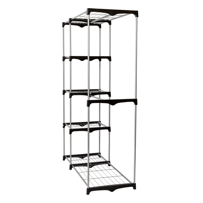 Honey Can Do Silver/Black Freestanding Closet With Double Bar And Shelves