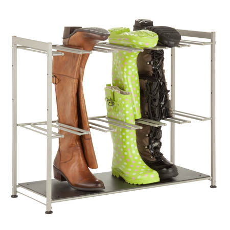 honey can do Silver Hanging Boot Storage and Drying Rack
