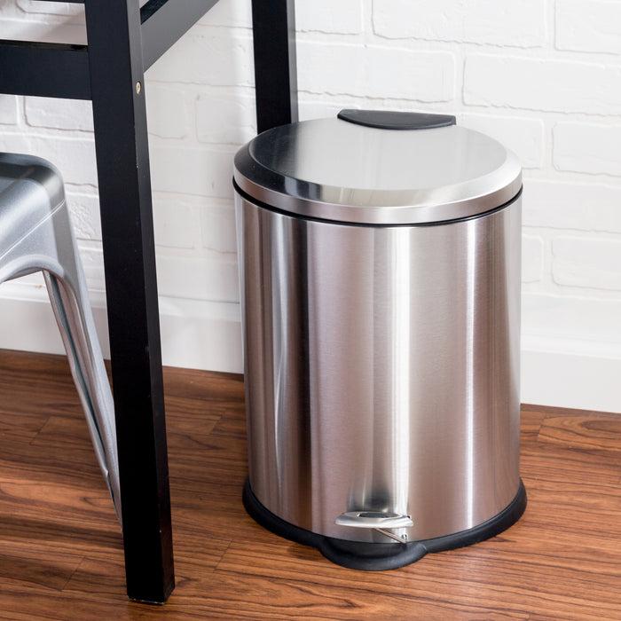 Honey Can Do Silver Stainless Steel 12L Oval Step Trash Can