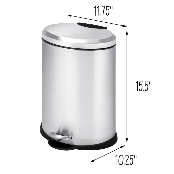 Honey Can Do Silver Stainless Steel 12L Oval Step Trash Can