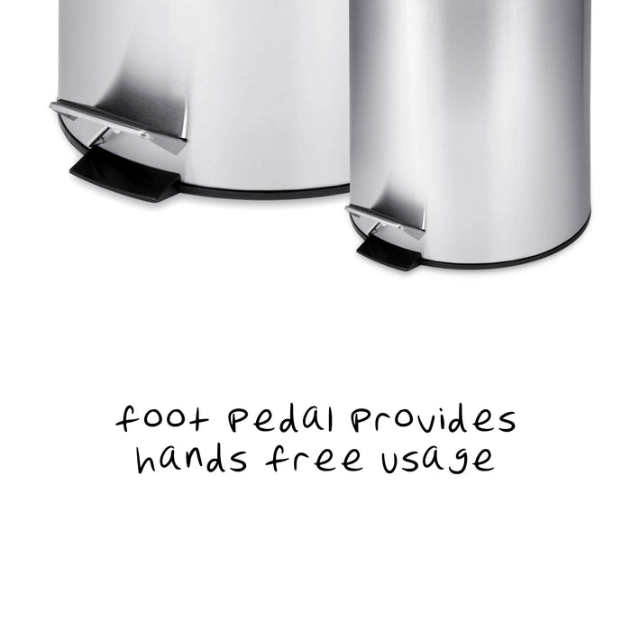 Honey Can Do Silver Stainless Steel 30L And 3L Step Trash Cans (Set Of 2)