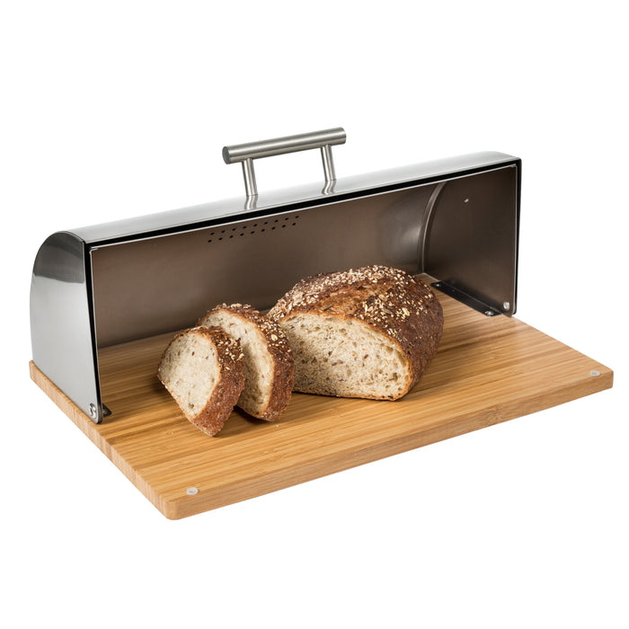 Honey Can Do Stainless Steel Bread Box With Bamboo Cutting Board