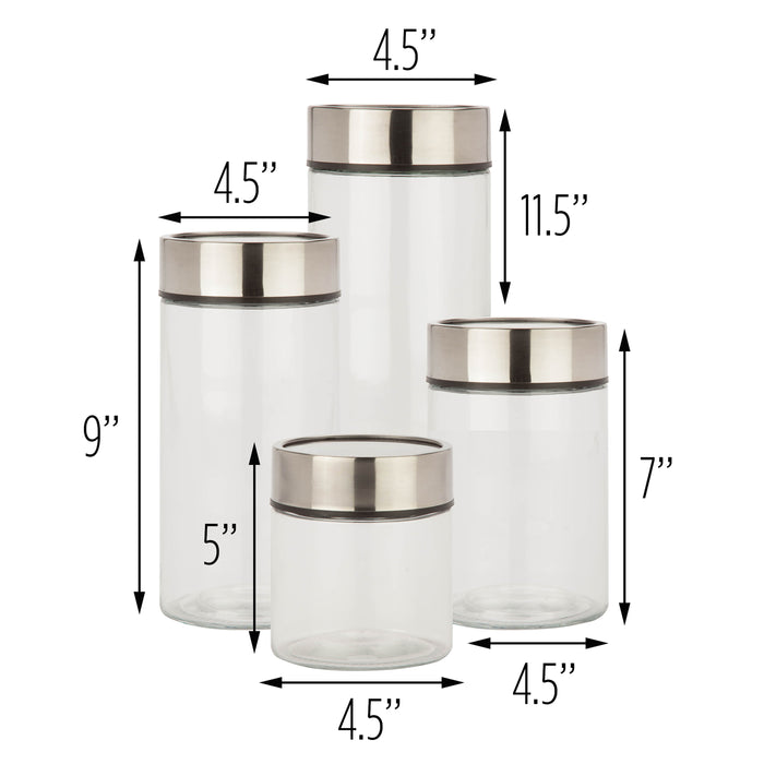Honey Can Do Stainless Steel/Clear Glass Canisters Fresh-Date Dials (4-Piece Set)