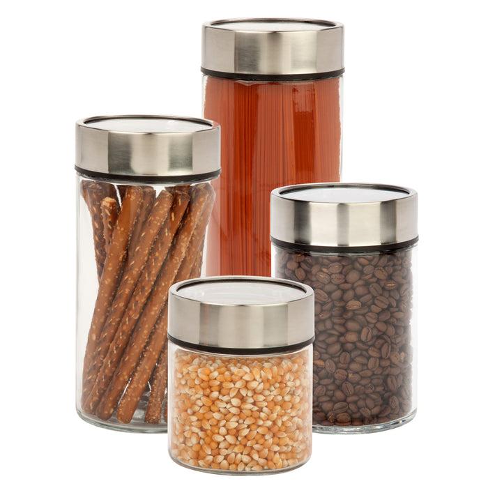 honey can do Stainless Steel/Clear Glass Canisters Fresh-Date Dials (4-Piece Set)
