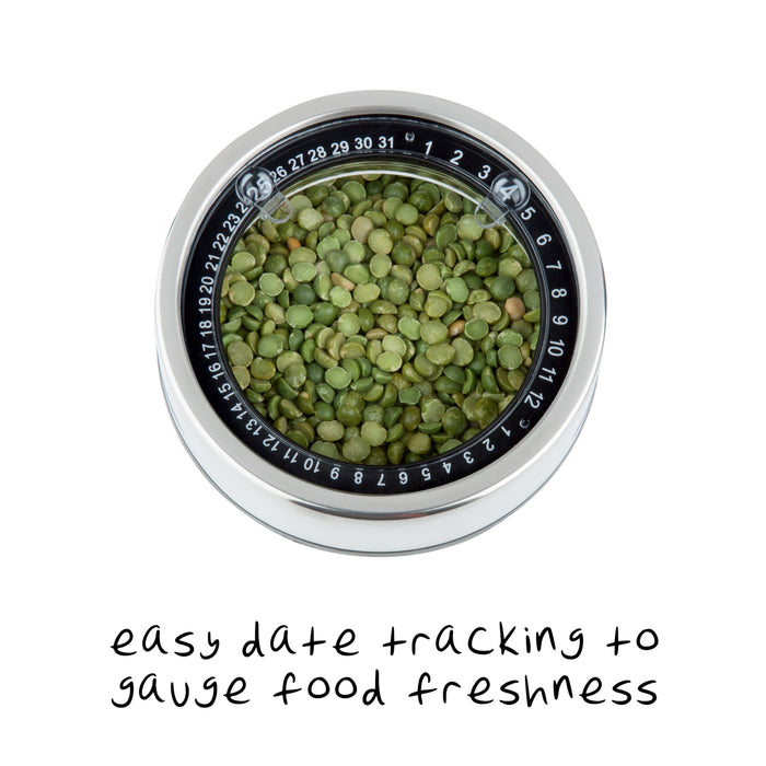 Honey Can Do Stainless Steel/Clear Glass Canisters Fresh-Date Dials (4-Piece Set)