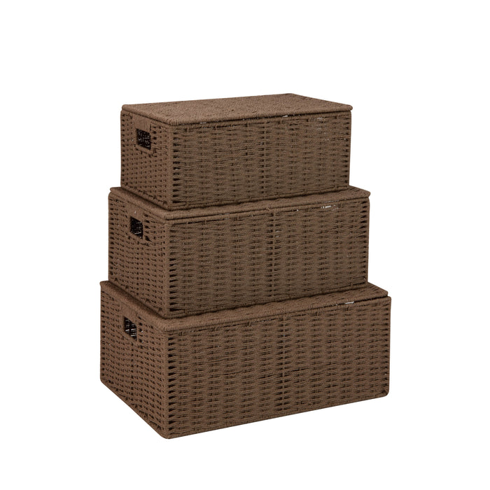 Honey Can Do Taupe Paper Rope Basket Set With Lids (Set Of 3)