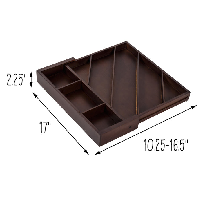 Honey Can Do Walnut Expandable Diagonal Bamboo Drawer Organizer