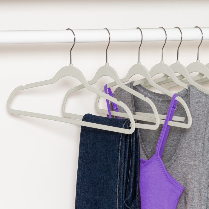 Honey Can Do Warm Gray Slim-Profile Non-Slip Velvet Hangers (25-Pack)