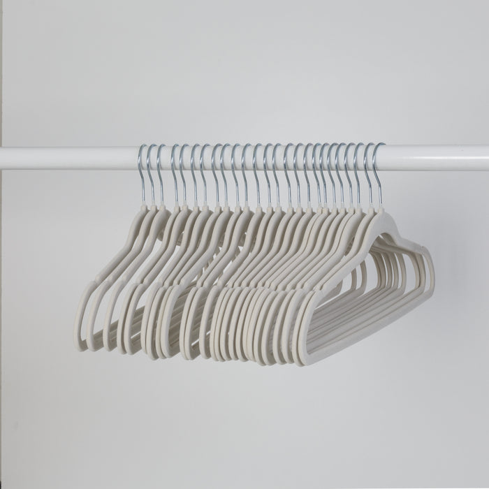 honey can do Warm Gray Slim-Profile Non-Slip Velvet Hangers (25-Pack)