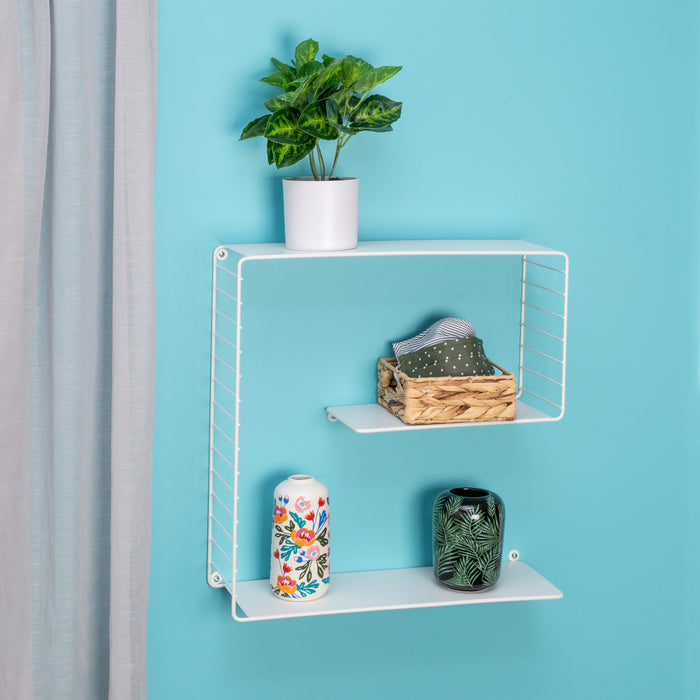 Honey Can Do White 3-Tier Metal Square Decorative Wall Shelf