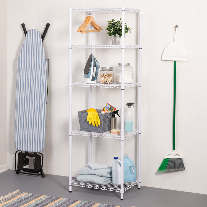 Honey Can Do White 5-Tier Adjustable Shelving Unit With 250-lb Shelf Capacity
