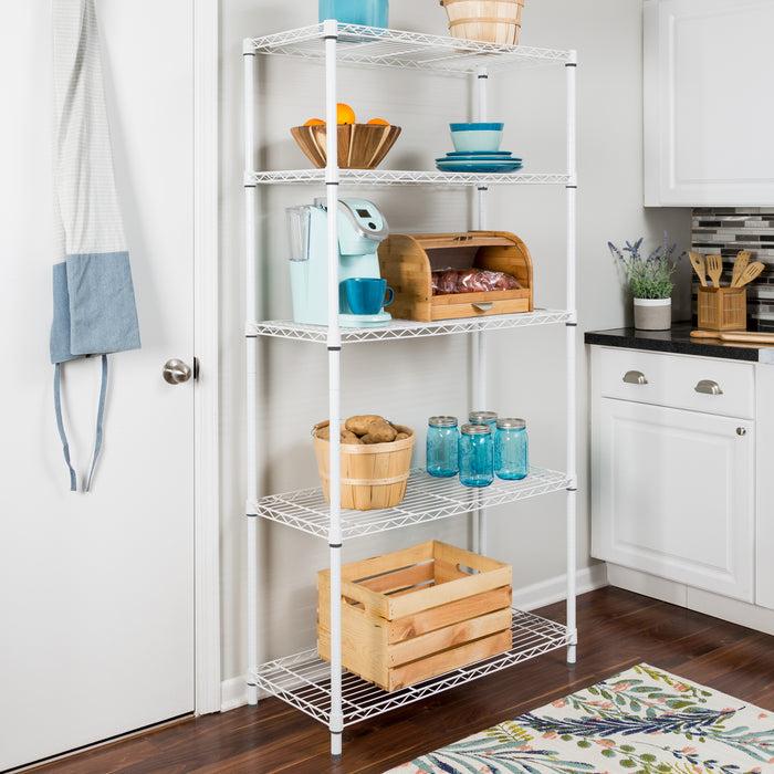 Honey Can Do White 5-Tier Heavy-Duty Shelving Unit With 350-lb Shelf Capacity