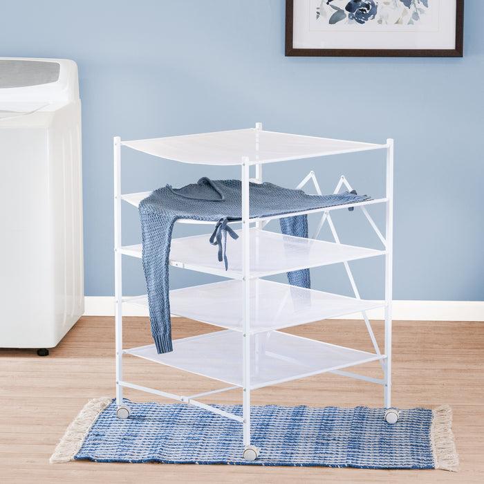 Honey Can Do White 5-Tier Mesh Folding And Rolling Drying Rack