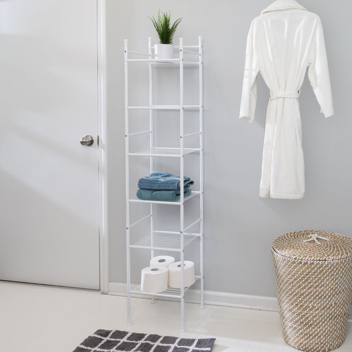 Honey Can Do White 6-Tier Bath Storage Shelving Unit