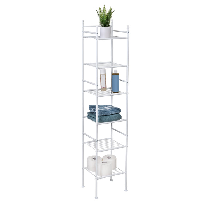 Honey Can Do White 6-Tier Bath Storage Shelving Unit